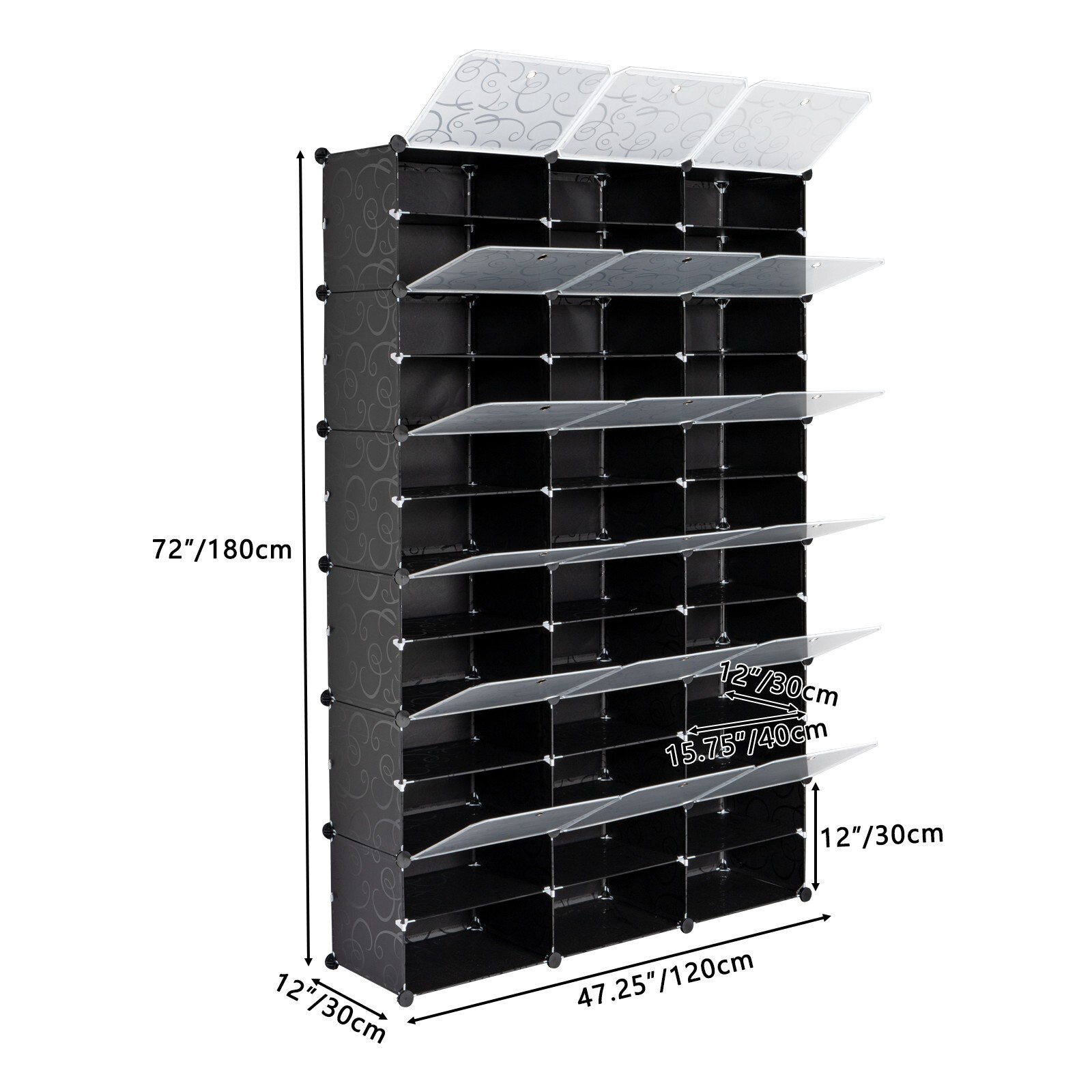72 Pairs Shoe Rack Organizer 12-Tier Stackable Shoe Storage Cabinet Space Saving