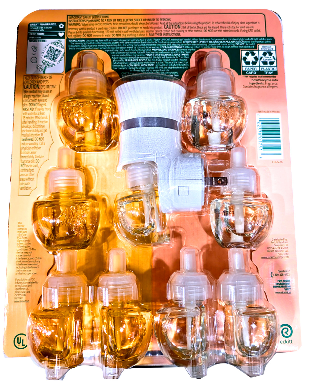 Airwick Scented Oils 1 Plug-in + 9 Refills Variety Pack Apple & Hawaii Scents