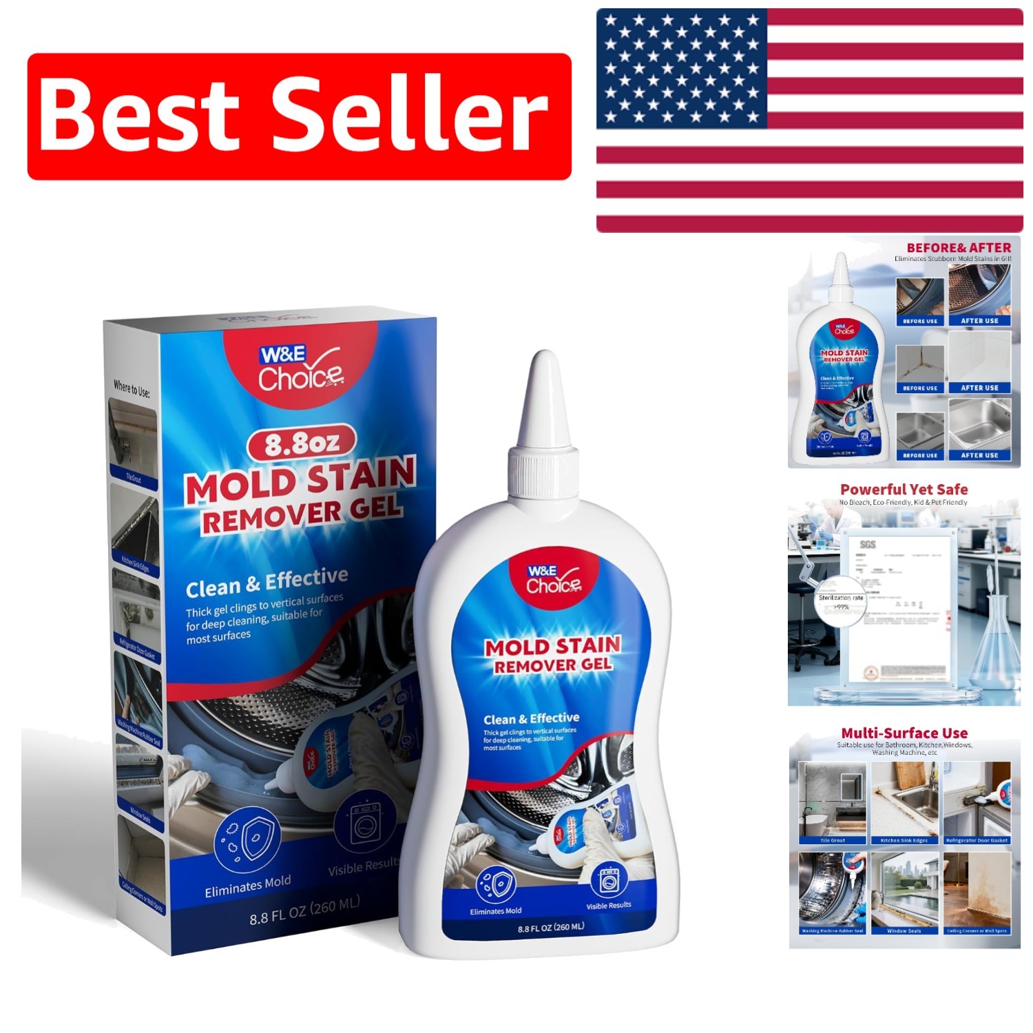 Heavy-Duty Mold Stain Remover Gel – 8.8 Fl Oz, No Scrub & Safe for All Surfaces