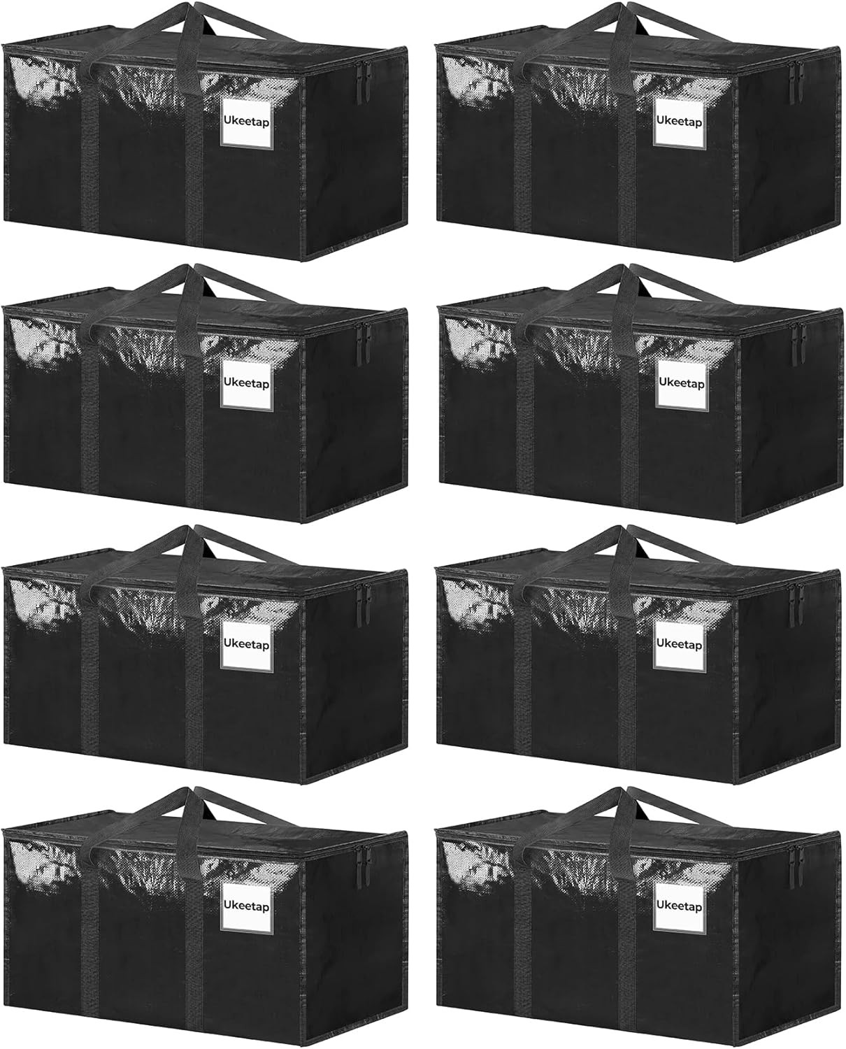 8 Pack Extra Large Clothes Storage Bins with Lids, Moving Bags,Black | Storage B