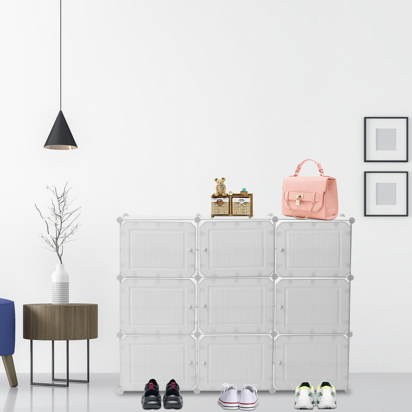 6-Tier Shelf Stackable Storage Organizer Shoe Rack Clear Door Unit Cube Cabinet
