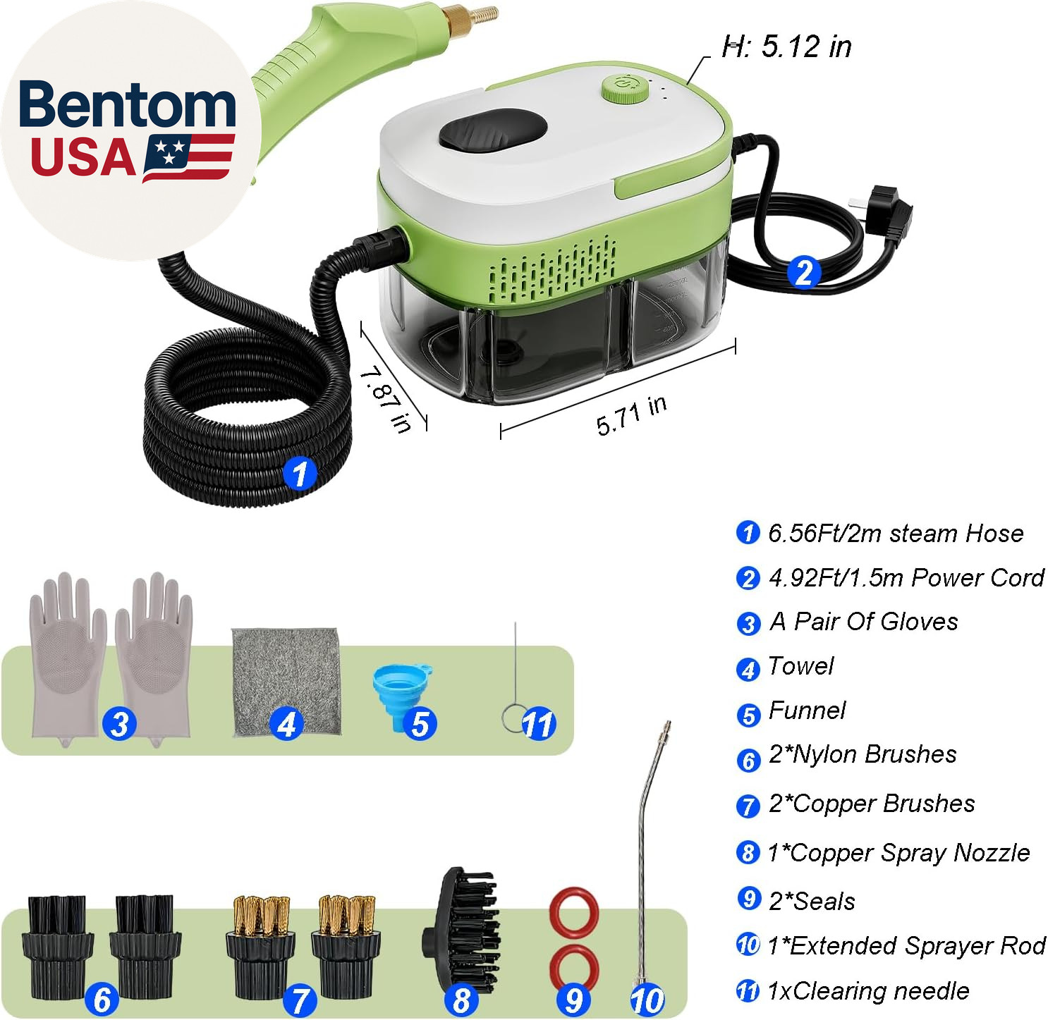 Steam Cleaner,15S Heat-Up,1.4L Tank,Steamer for Cleaning with 10 Pcs Accessories