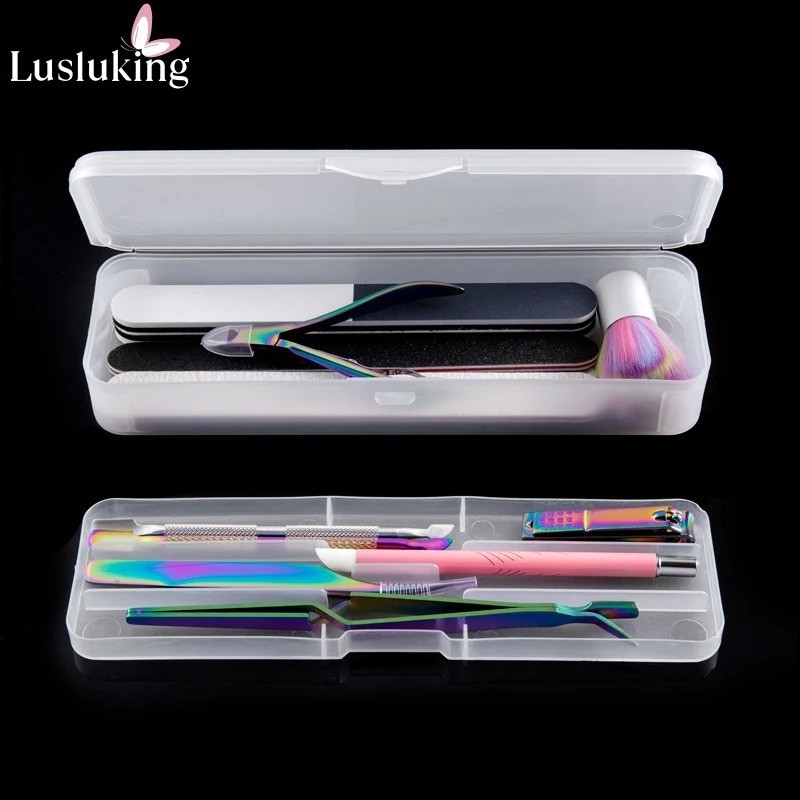 Double Layer Nail Art Tool Storage Box Plastic Organizer Case 22cm Portable