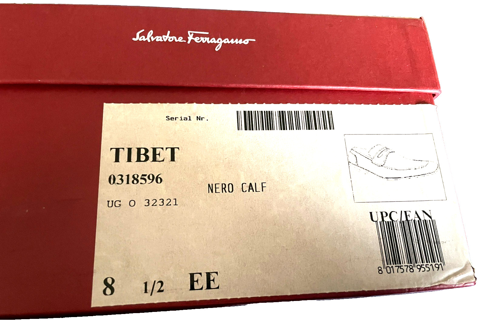 SALVATORE FERRAGAMO MENS BURGUNDY EMPTY SHOE BOX & PAIR SHOE DUST CLOTHS INCLUDE