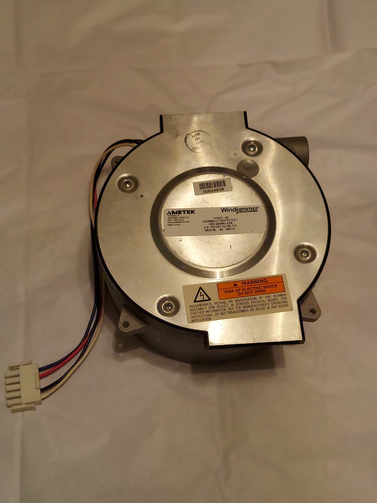 Ametek Lamb central vacuum motor 117977-00, 50/60 HZ, 4.5A, 120V.