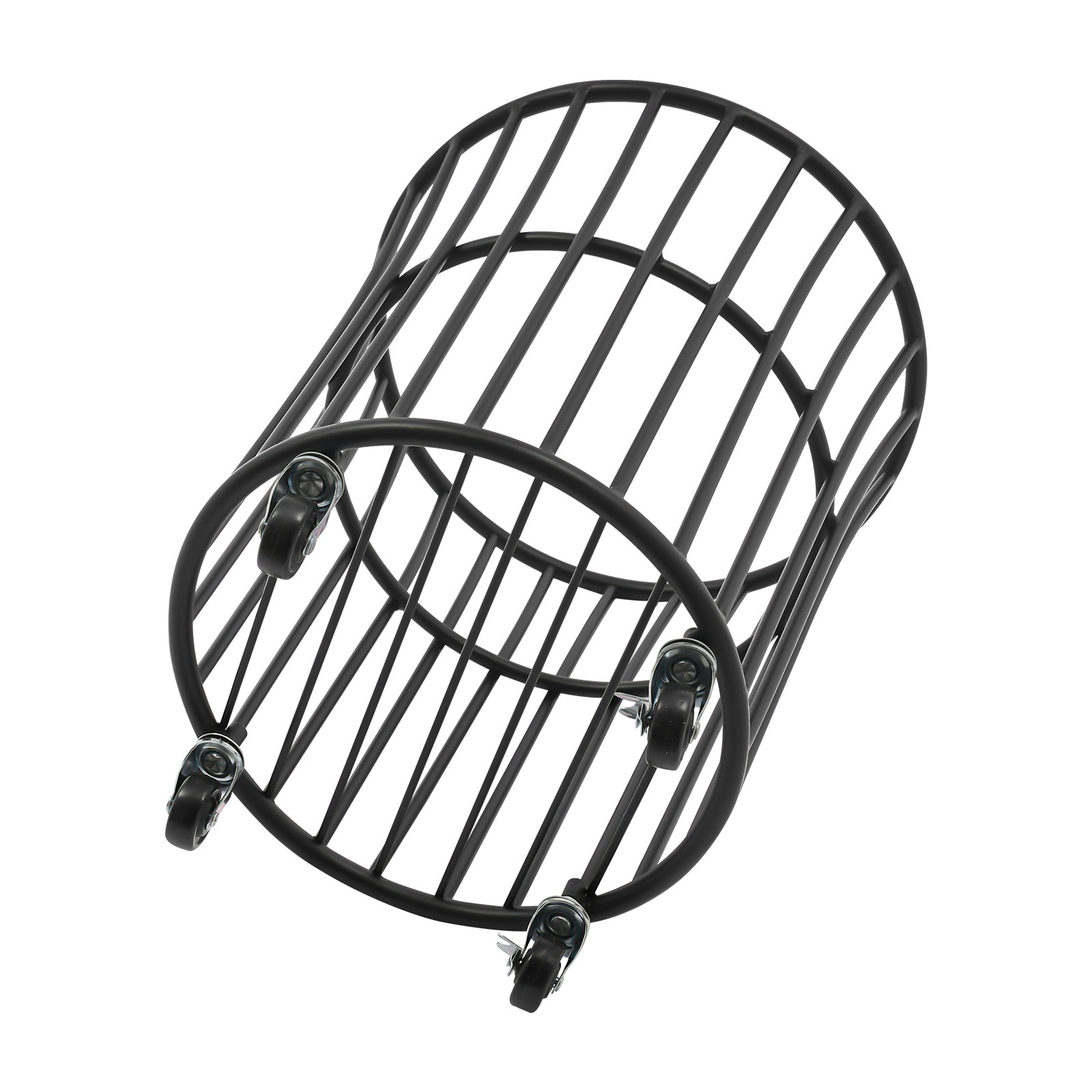 Black Metal Laundry Basket with 4 Wheels,36*40cm Round Barrel Laundry Basket