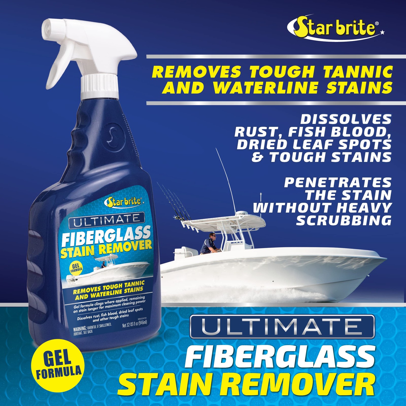 STAR BRITE Ultimate Fiberglass Stain Remover – 1 Count (Pack of 1), blue