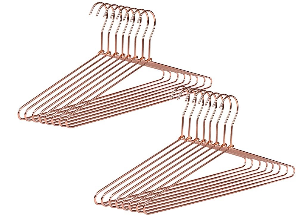 Quality 17″ Rose Gold Sturdy Metal Hanger 120 Pack Copper Clothes Hangers Hea…