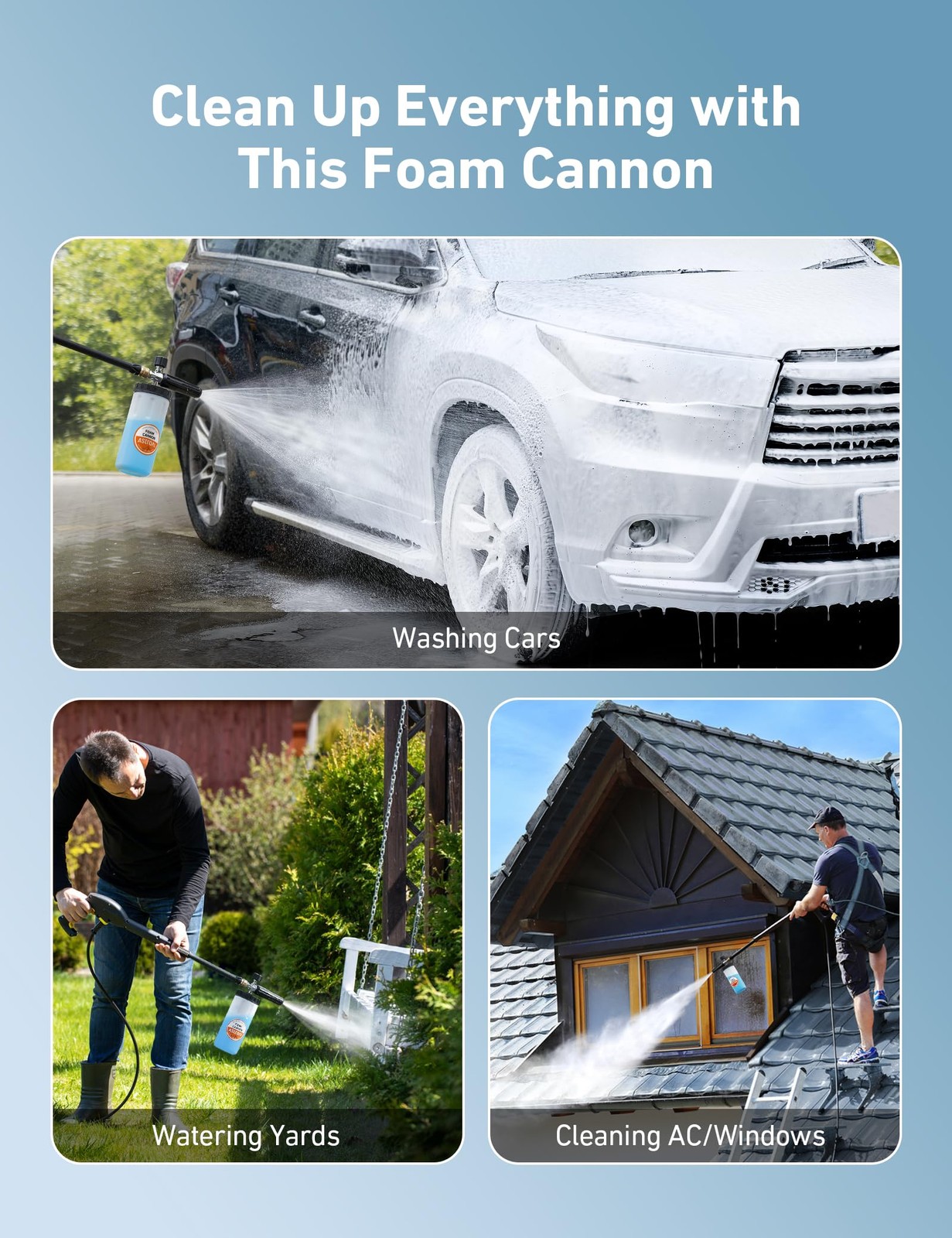 AstroAI Foam Cannon for Pressure 6.6in*9.6in, Orange Label, Without Nozzles