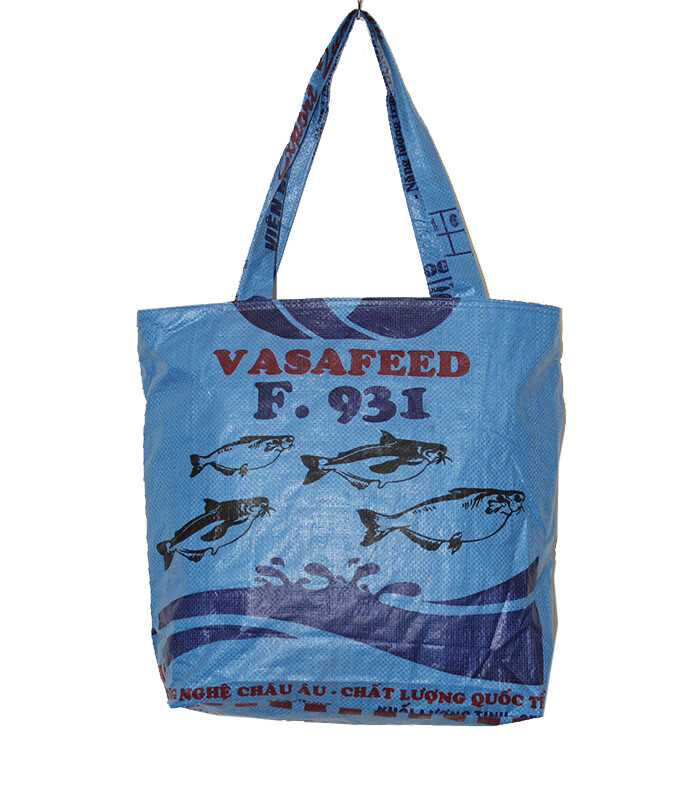 Recycled Fish Feed Bag Large Deluxe Beach Tote Fair Trade from Cambodia