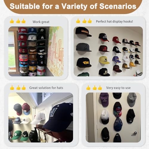22 Pack Adhesive Hat Hooks for Wall, Super Strong Hat Rack for Black 22Pack