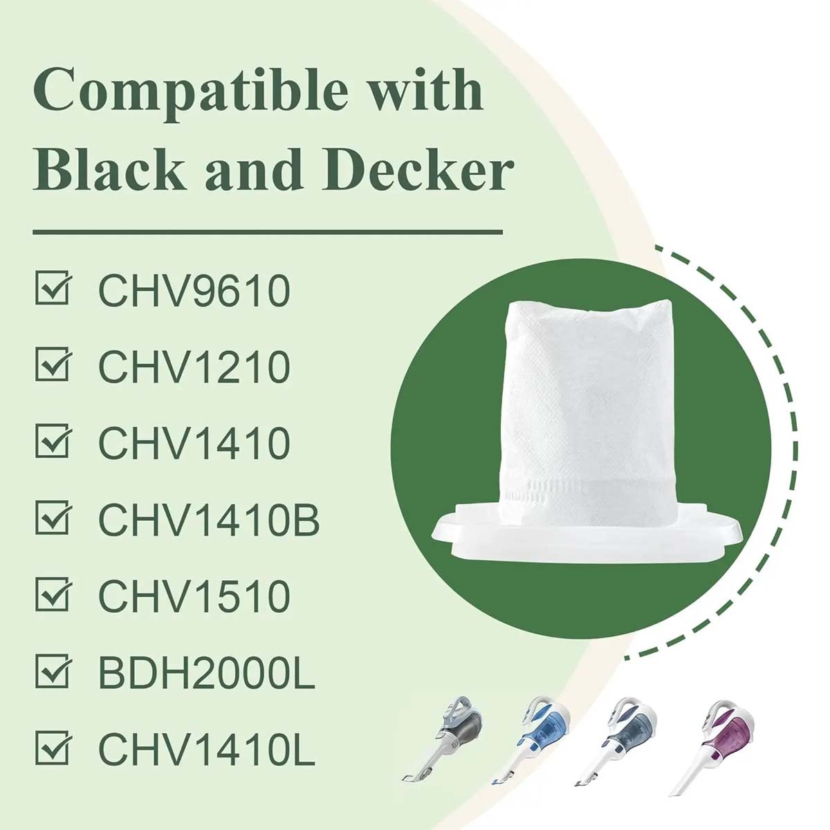 6-Pack Universal Filters for Black & Decker VF110 Dustbuster Part No. 90558113