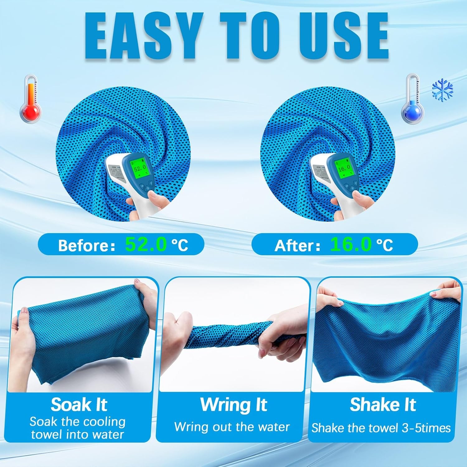 4 Packs Cooling Towel, 40″ x 12″ Microfiber Cooling Towels for Neck and Face,