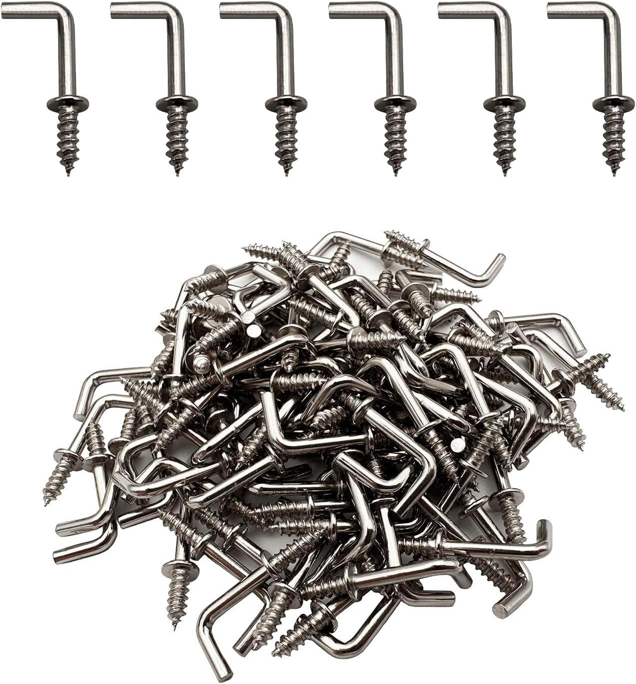 100 Pcs 1/2″ Small L Shaped Screw in Right Angle Hooks Square Bend Hook Jewelry