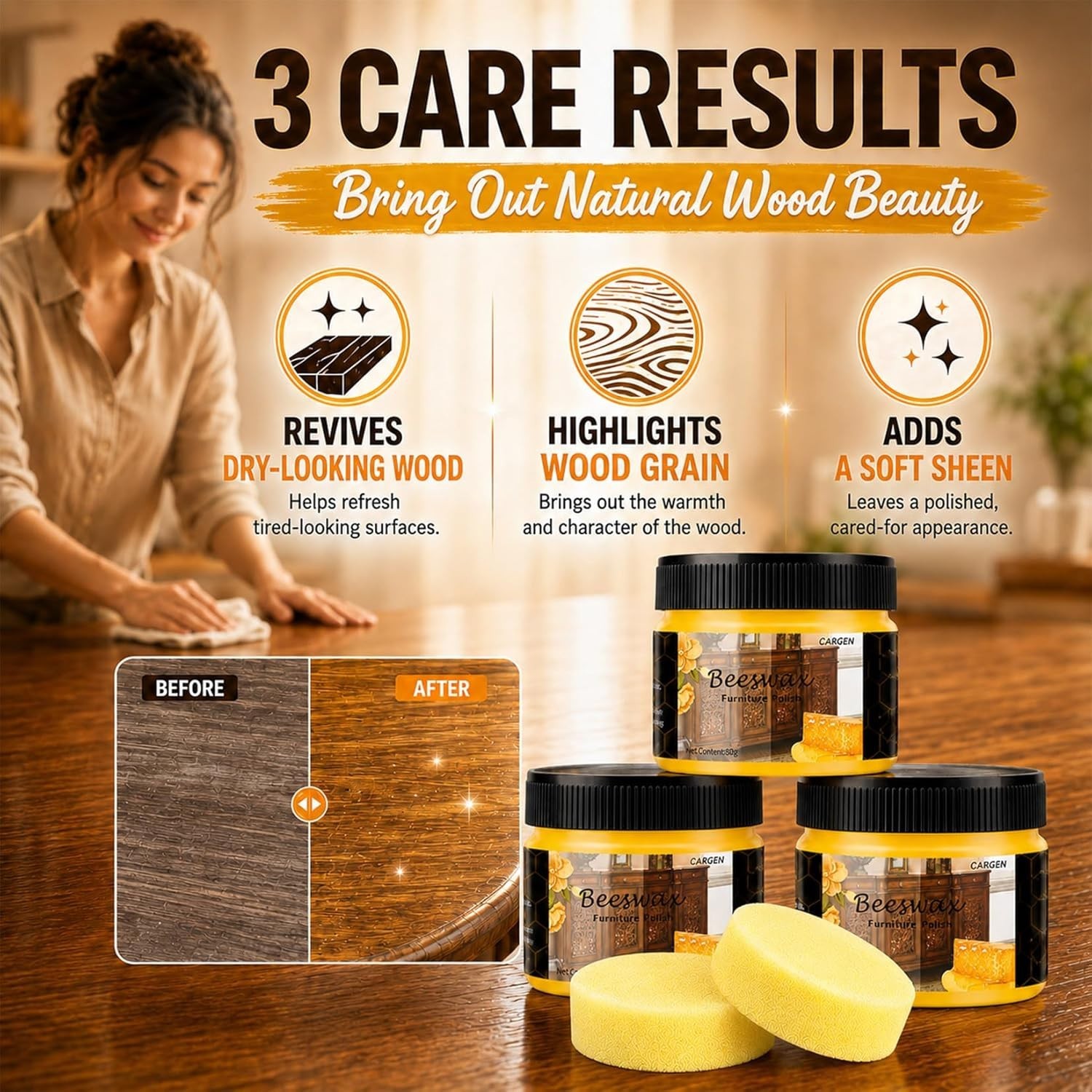 Natural Beeswax Furniture Polish with Carnauba Wax – Revitalize Wood Surfaces