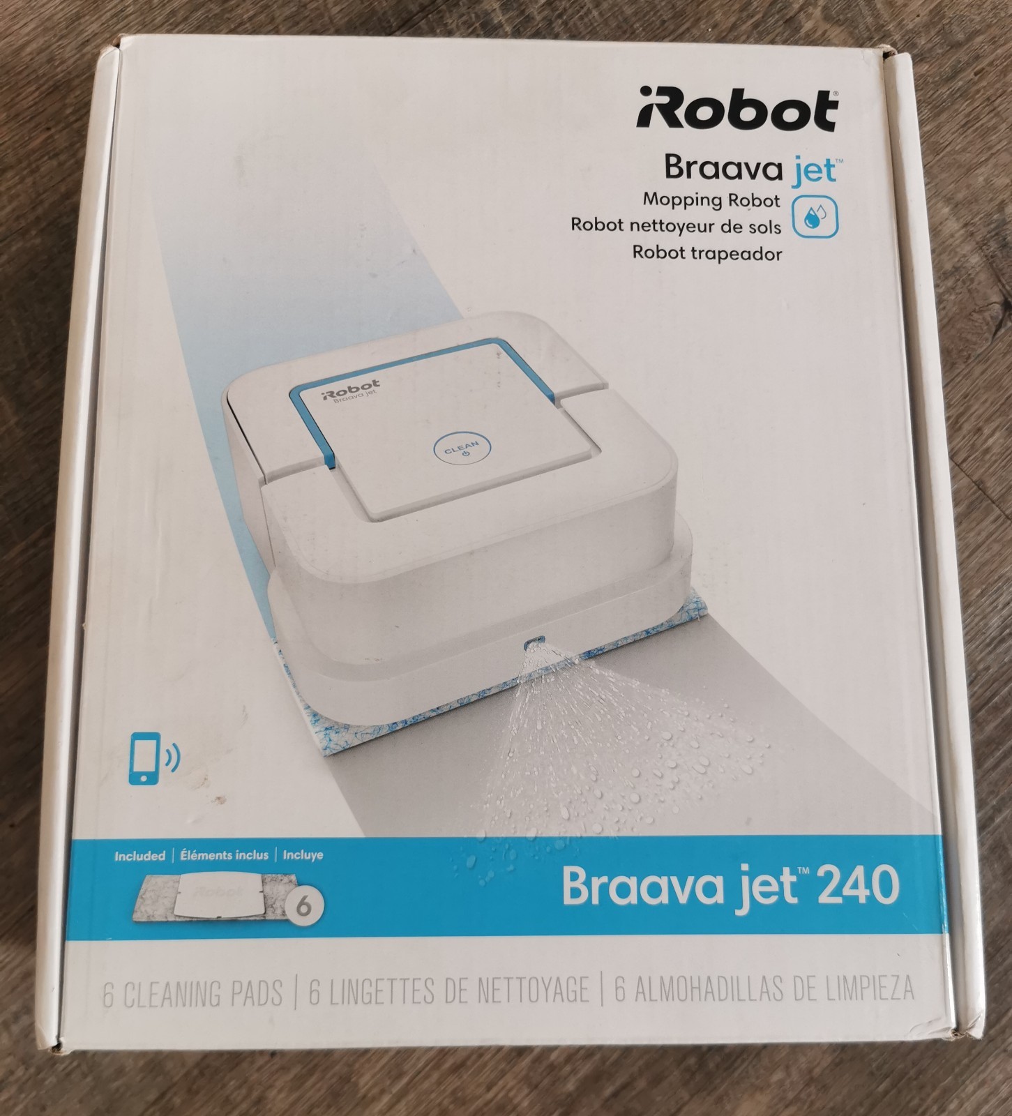 iRobot Braava Jet 240 Mopping Robot | Open Box Unused | Includes 6 Pads Charger