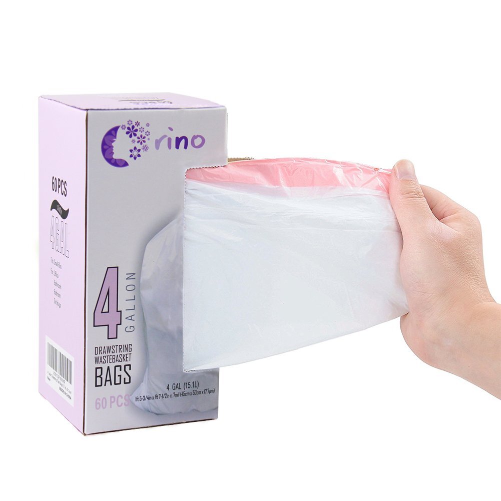 Ultra Strong Small Garbage Bags For Car Bath Room And Office 4 Gallon Drawstring