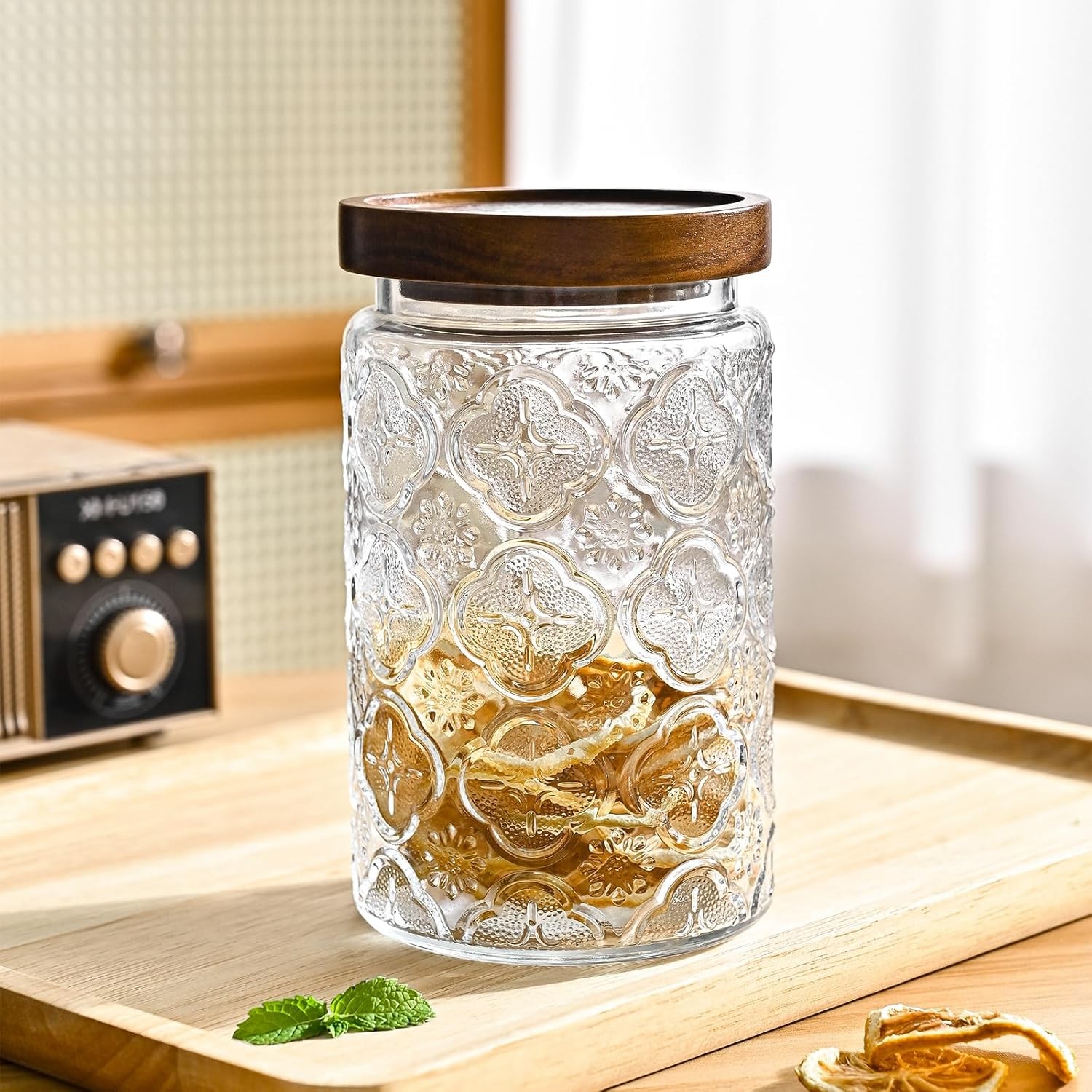 32oz Vintage Glass Jars With Lids, Airtight Food Storage Containers, Kitchen Can