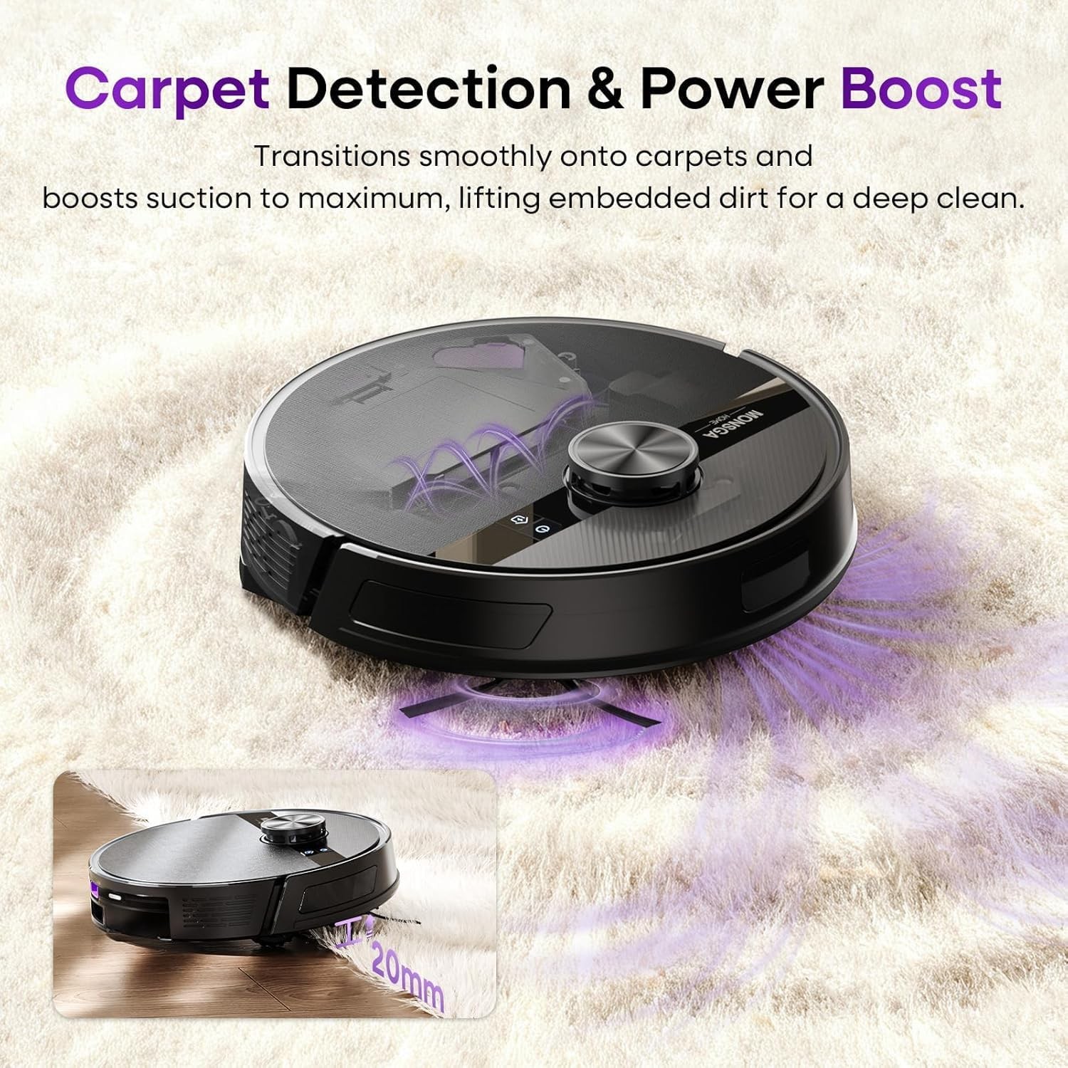 Robot Vacuum & Mop Combo 7000Pa Robotic Vacuum W/ Lidar Navigation 180mins