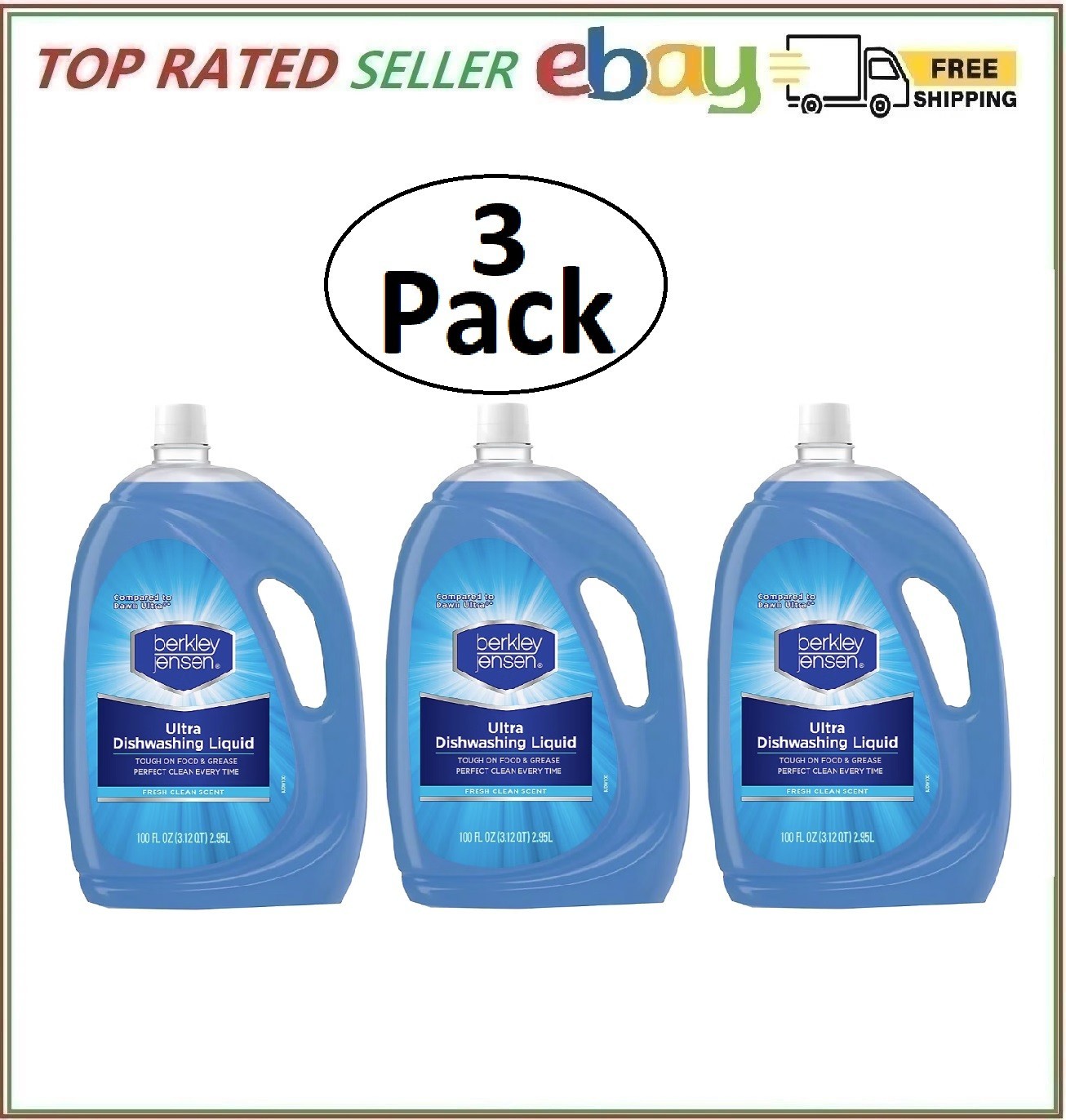 Berkley Jensen Dishwashing Liquid Dish Soap, 3pk 100oz. (No Ship To CA)