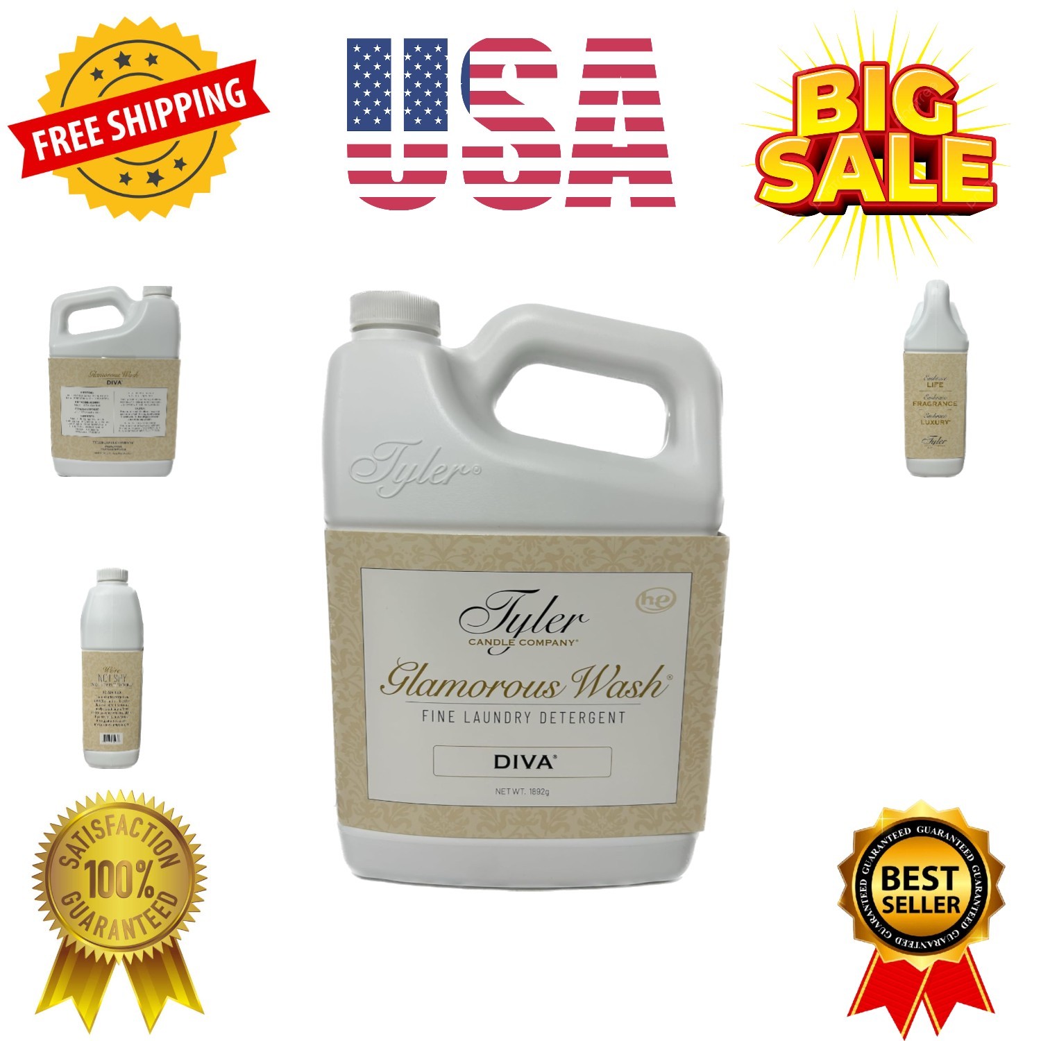 Tyler Glam Wash Laundry Detergent, Diva, Liquid, 64 Fl Oz Half Gallon HE Safe
