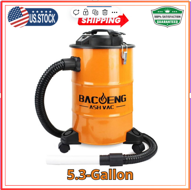 5.3-Gallon Ash Vacuum Cleaner with Double Stage Filtration System. Standard