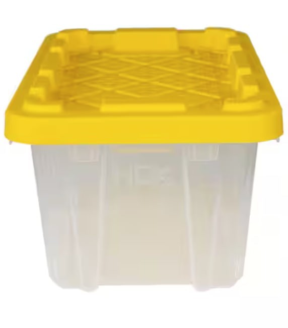 HDX 6.5 Qt Tough Storage Tote with Yellow Lid Clear Plastic Container (1-Pack)