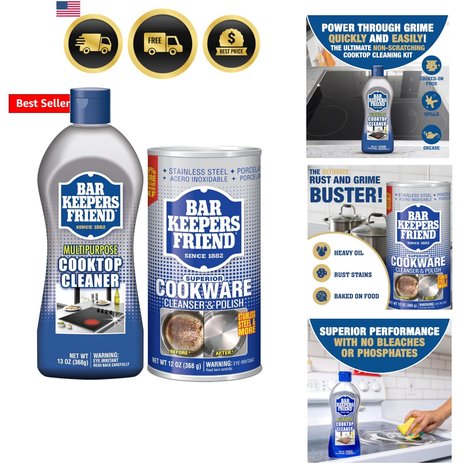 Cooktop Cleaner 13 oz Multipurpose Liquid Stovetop Cleanser + Cookware Cleans…