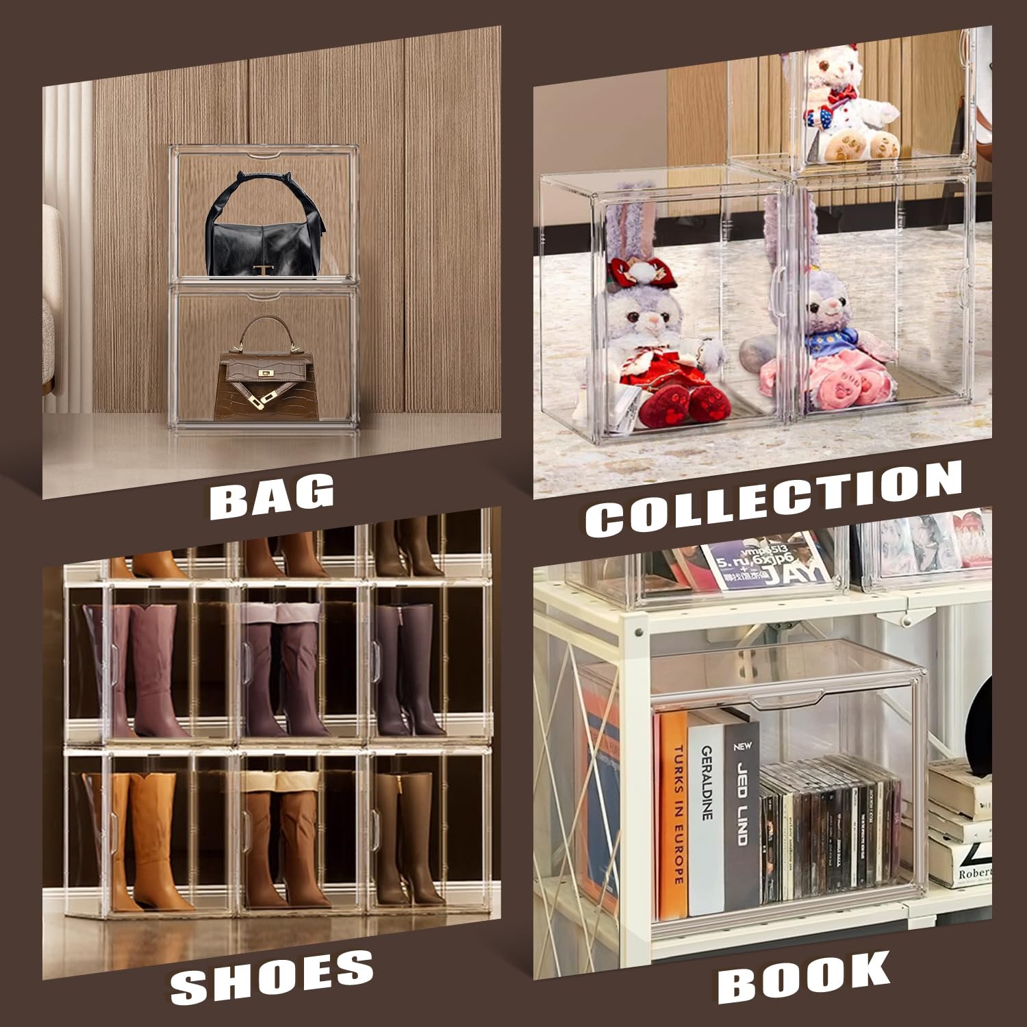 X-Large Acrylic Display Case Size 14 Sneaker Shoe Box with Magnetic Lid, Stac…
