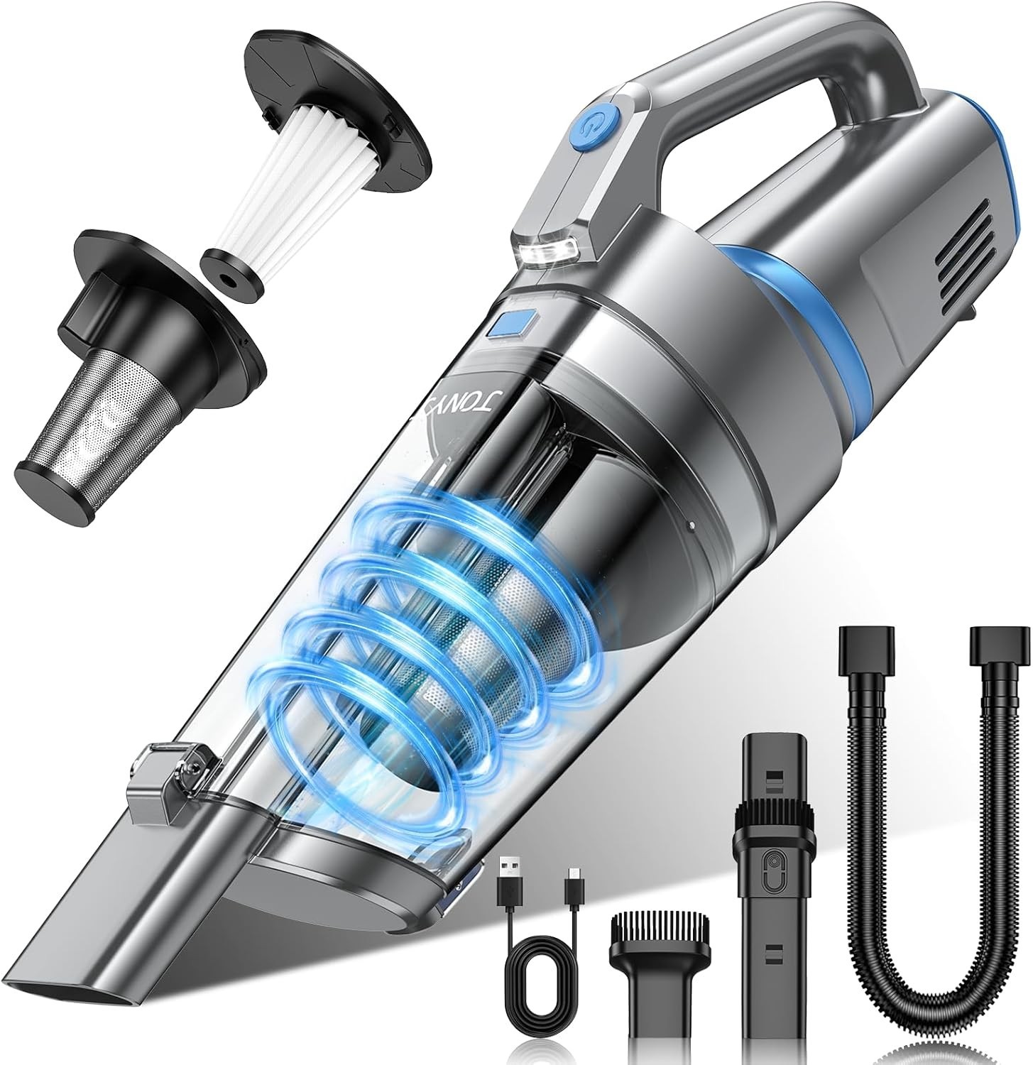 New Handheld Cordless Vacuum Strong Suction Car Keyboard Air Vents LED Light Pet