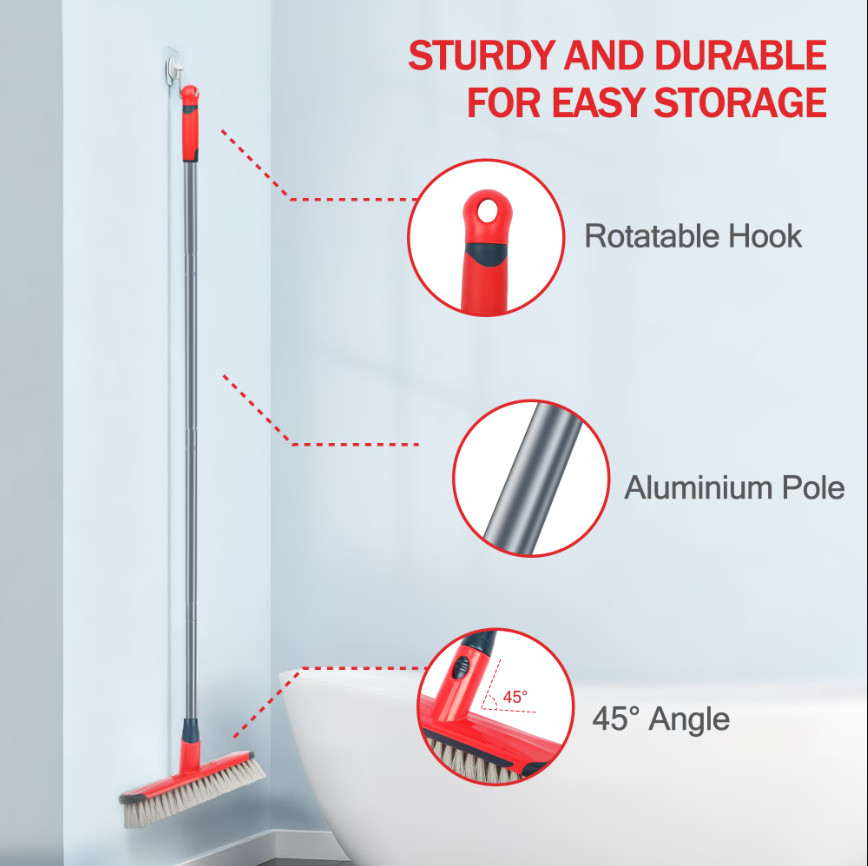 Floor Scrub Brush Long Handle Bathroom Shower Outdoor Deck Cleaning Brush Tool