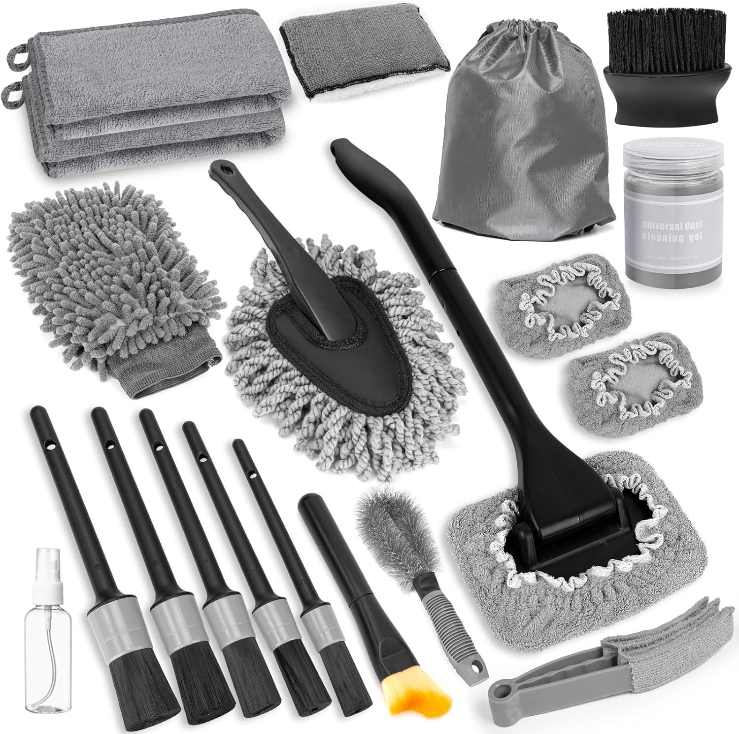 20Pcs Windshield Cleaner Tool – Car Interior Detailing Brush Kit with 200g