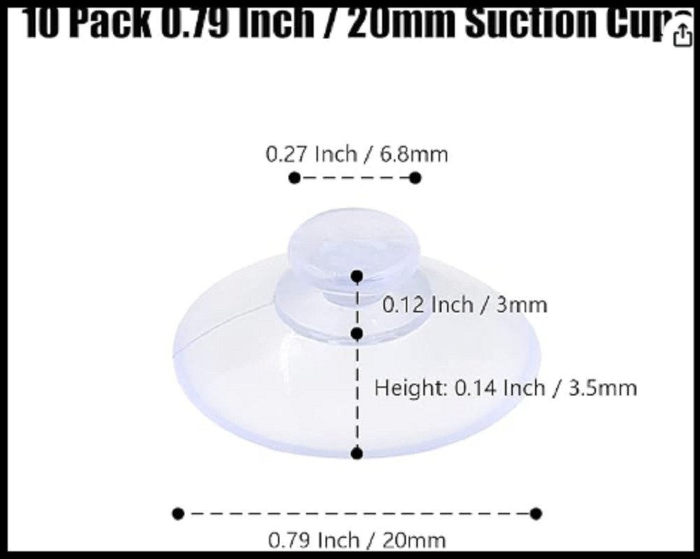 10 Pack 20mm Suction Cups for Glass Table Tops, Rubber Transparent Sucker Pads