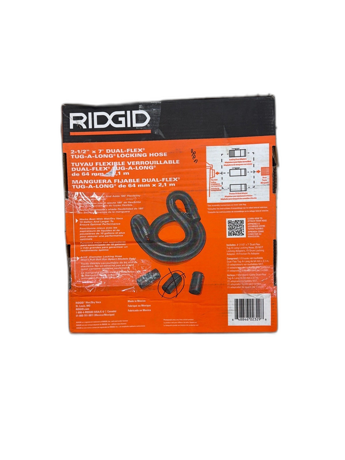 RIDGID 2-1/2 in. x 7 ft. DUAL-FLEX Locking Vacuum Hose Kit MISSING SEE PICTURES