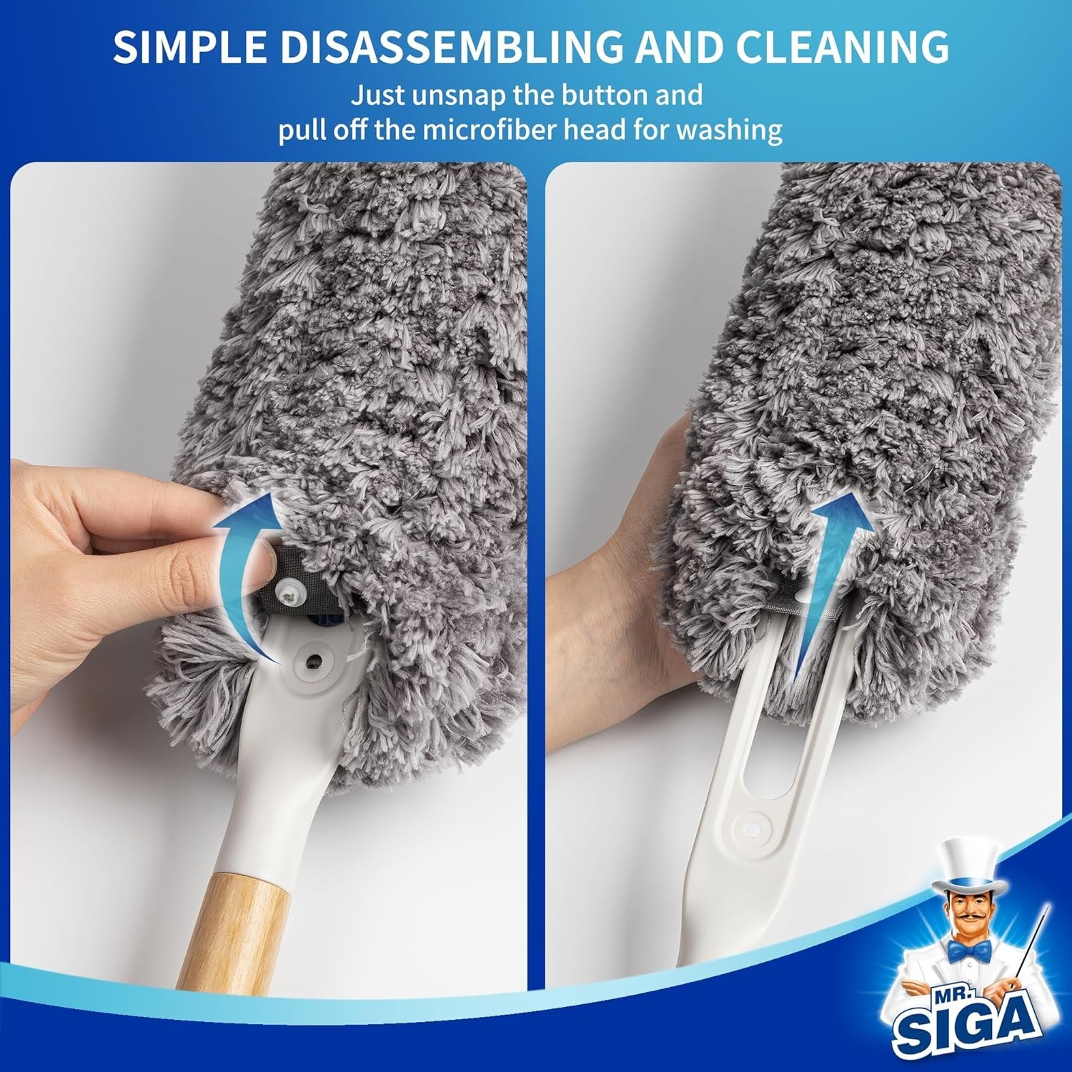 Lint Free Microfiber Duster, Washable and Reusable Duster with Bamboo Handle …