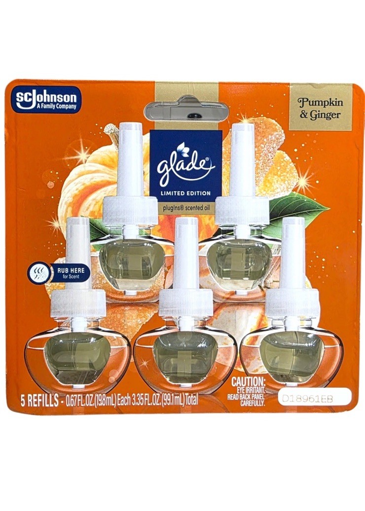 Glade PlugIn Refills Air Freshener Pumpkin & Ginger Scented Oil 5 Count