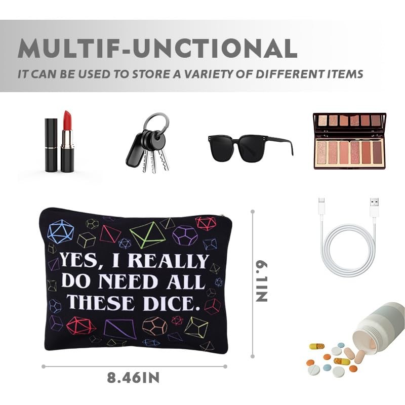 Sudaporn Yes I Really Do Need All These Dice Bag Makeup Pouch Dnd Player