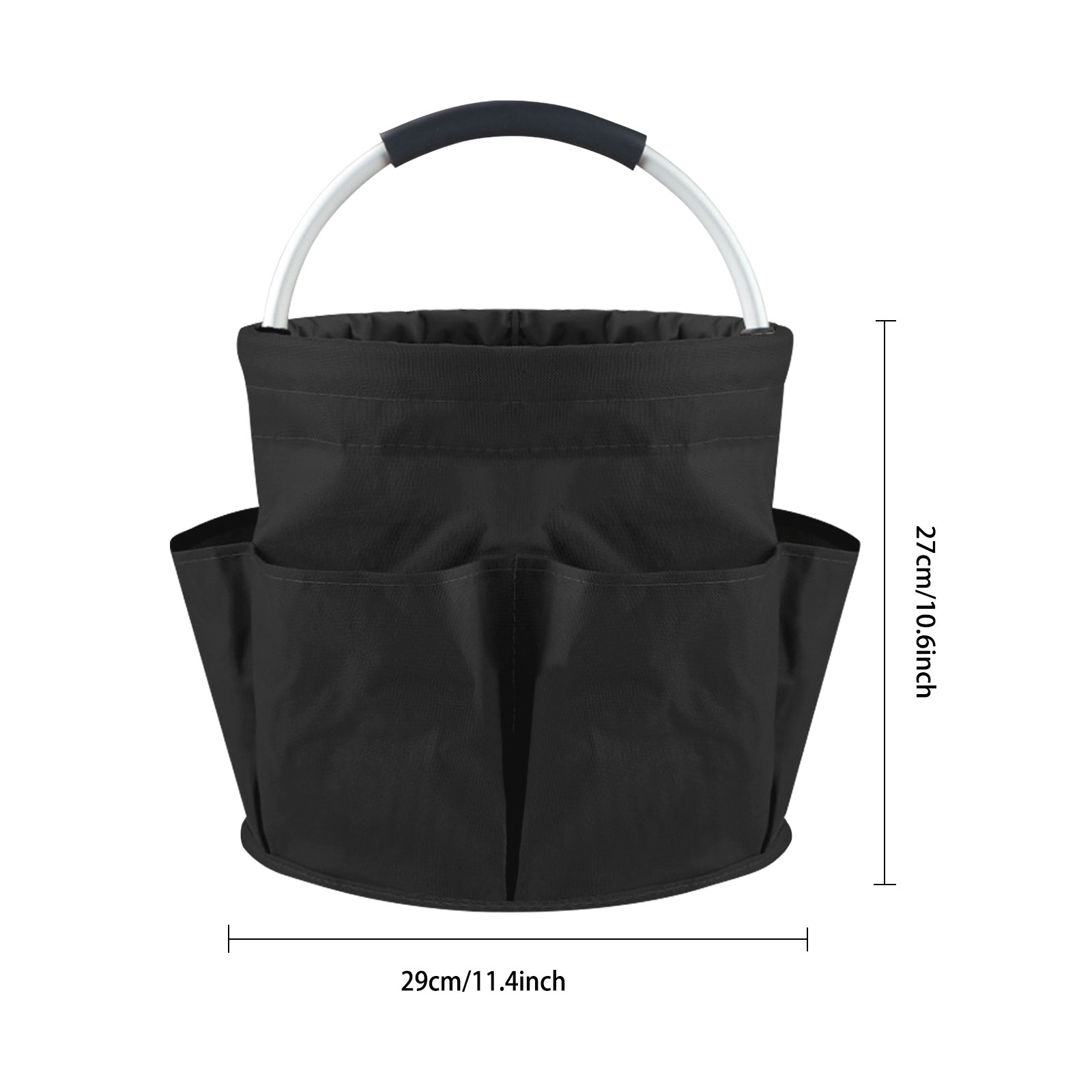 Foldable Storage Basket With Six Side Pockets And Large Central Compartment