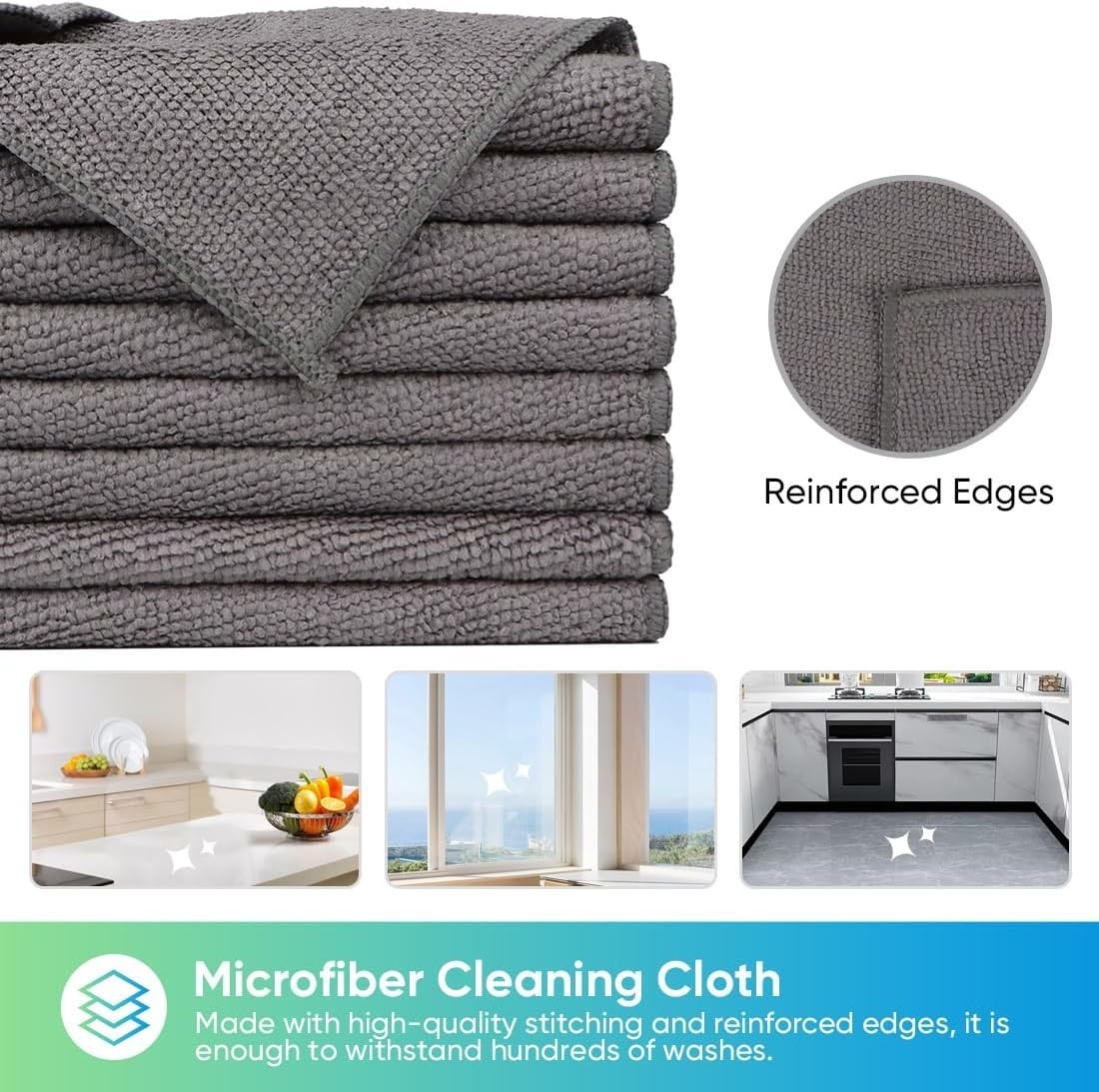 Effortless Cleaning with 24 Grey Microfiber Cloths – Lint-Free, 11.5″ Dual Use
