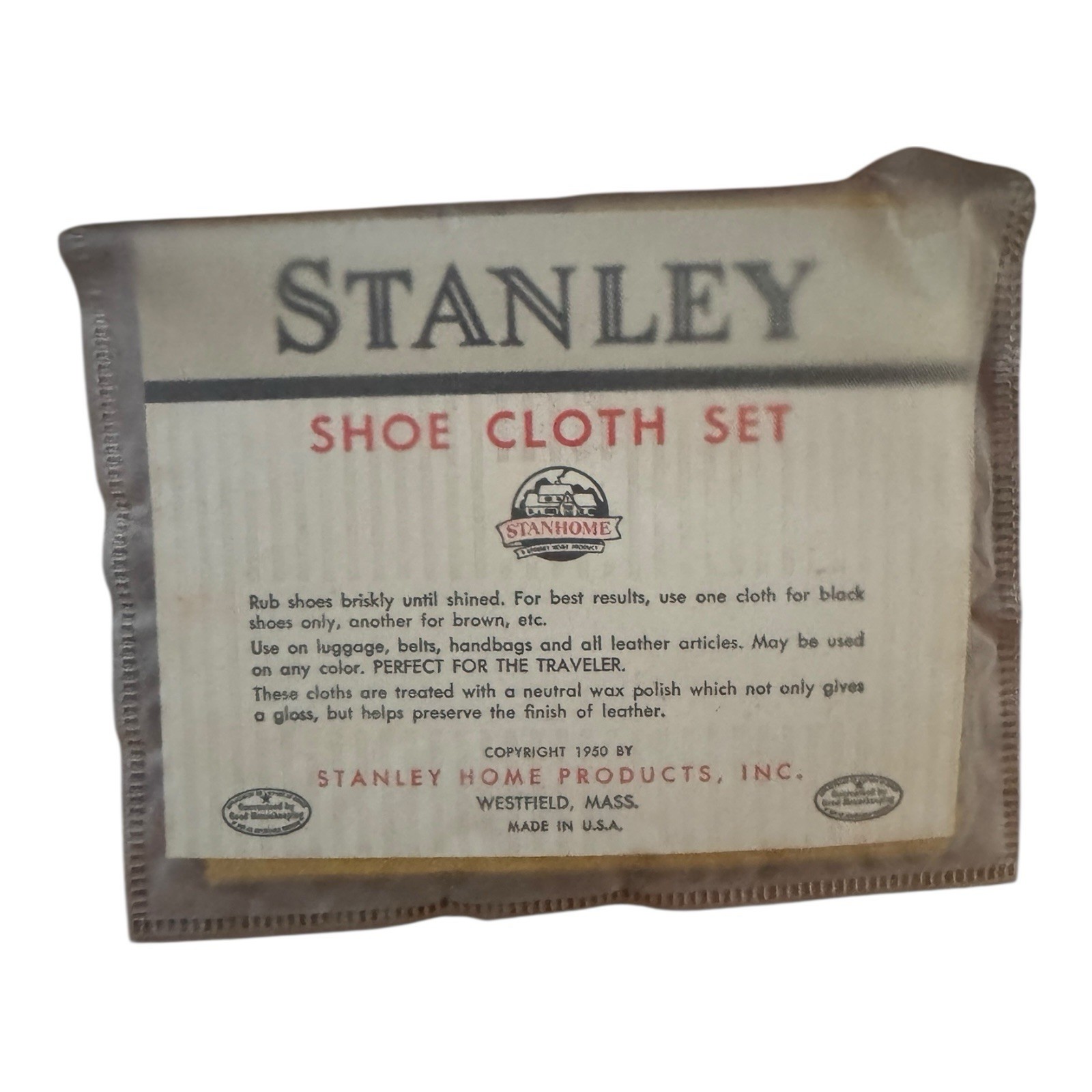 Vintage Stanley Shoe Polishing Cloth Stanley Home Products Inc Westfield Mass