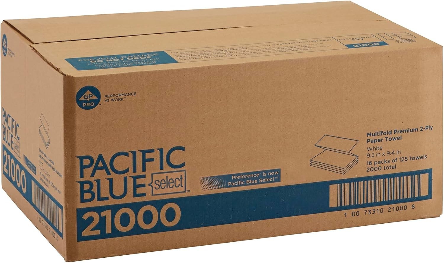 Pacific Blue Select by PRO Multifold 2-Ply Paper Towels, White, 3.2” Folded …