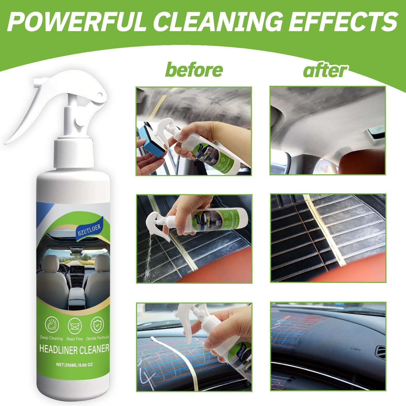 8.66 OZ (256 ml) Car Ceiling Cleaner,Headliner Cleaner,Multifunctional Car In…