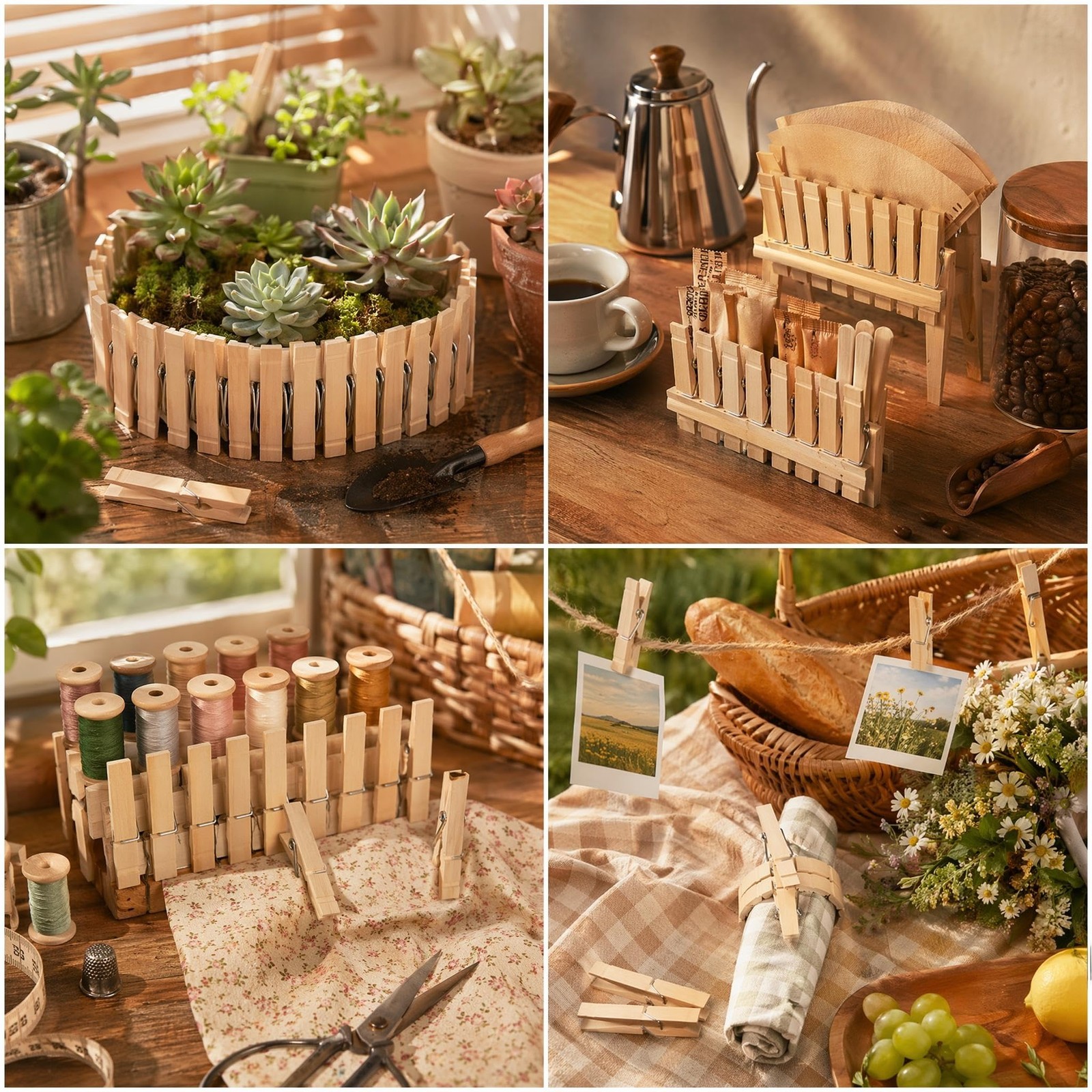Clothes Pins Wood for Hanging Clothes,3.5 Inch【100pcs】 Heavy Duty Wooden Clothes