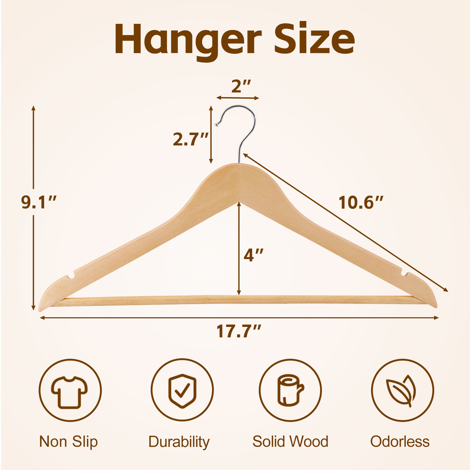 Premium Wooden Hangers 50 Pack Durable Slim Coat Hanger with 360° Rotatable Hook