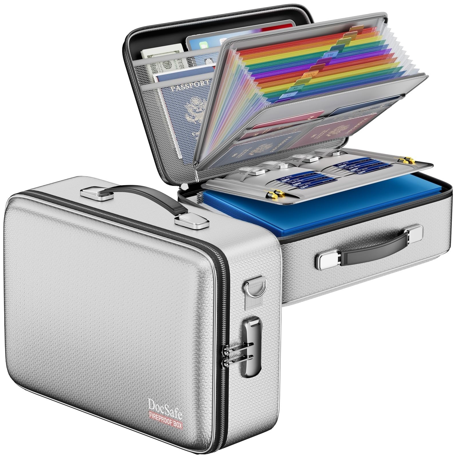 DocSafe Fireproof Document Box Locking File Organizer Black Hard Case