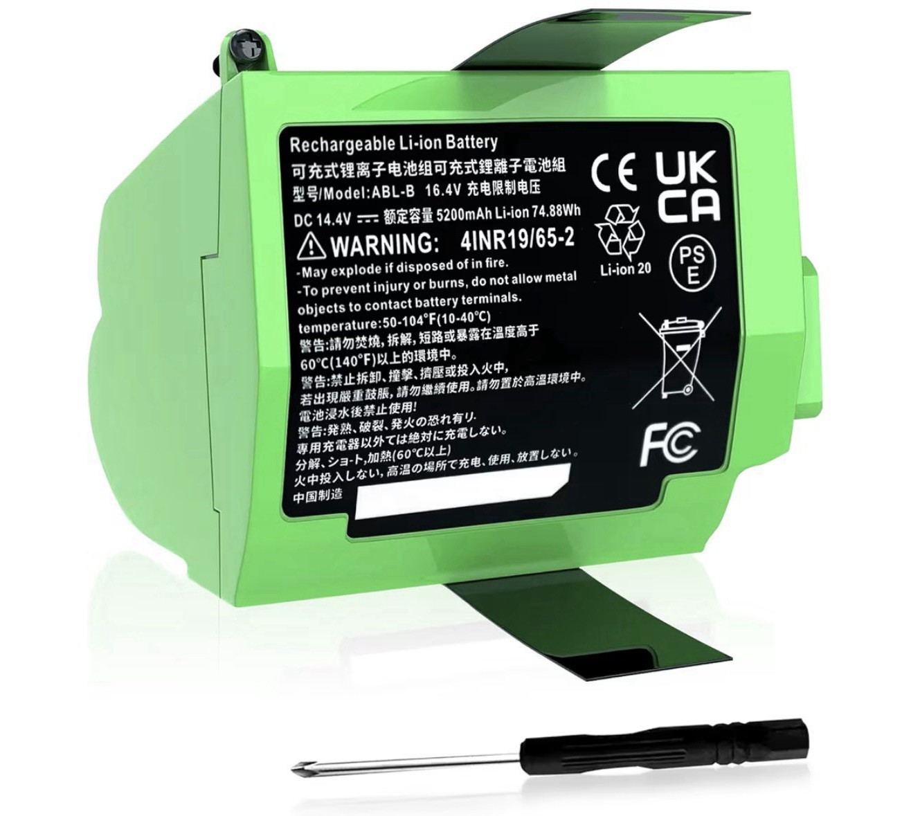 5200mAh Replacement Battery for Roomba S9 S9+ 9550 955020 ABL-B 14.4V