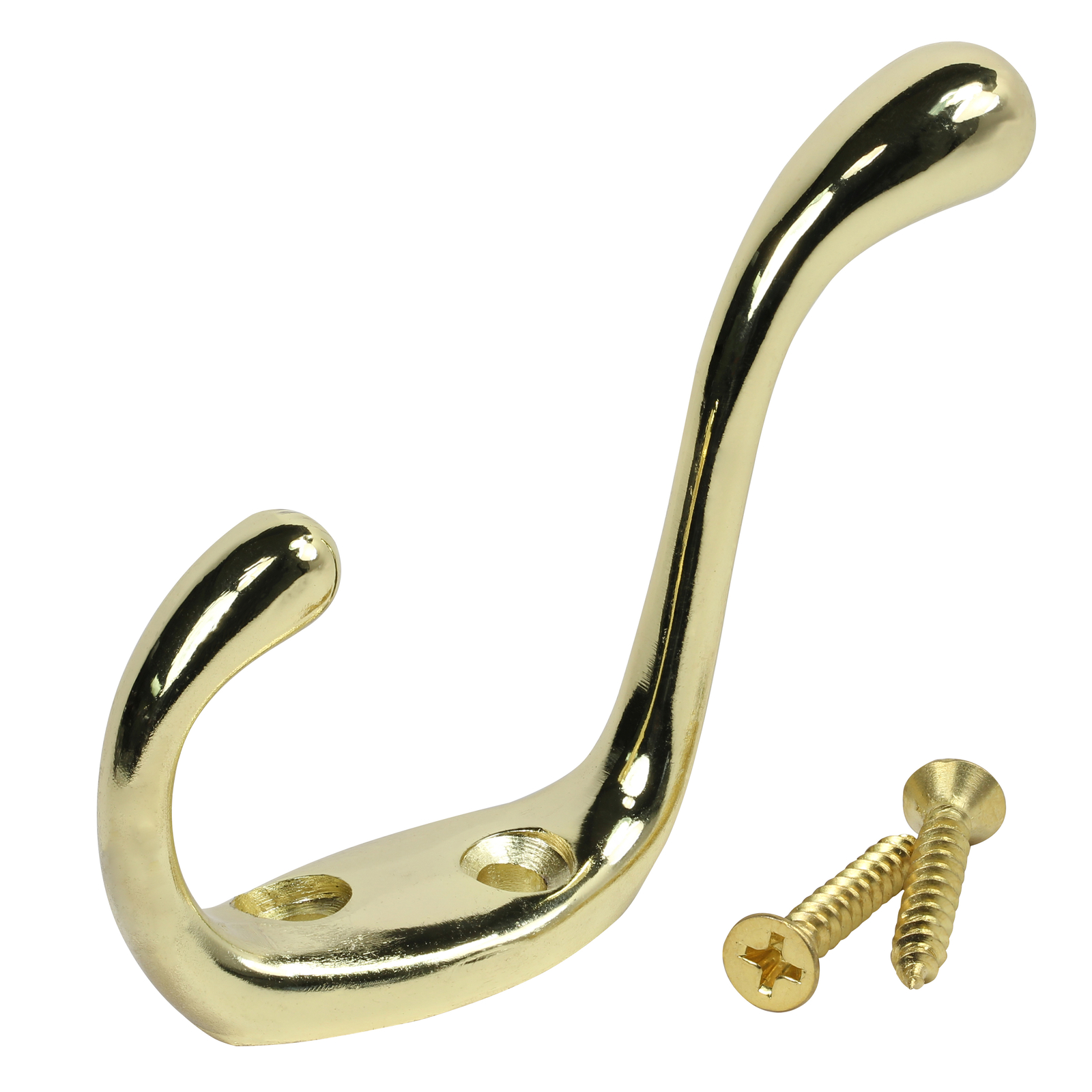Rok Hardware Heavy Duty Coat Hook, 3-1/2″, Bright Brass