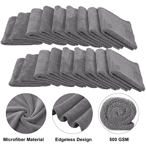 Pcs Microfiber Car Towels, 500 GSM Edgeless Plush | lint 16 x 16 Inch 30 Gray