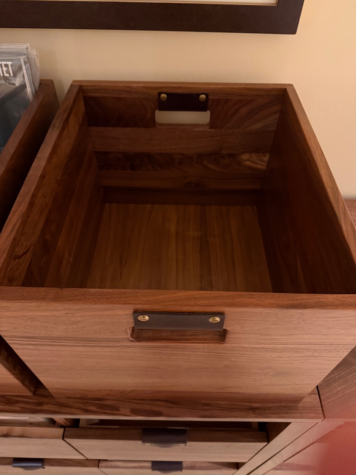 Record LP Crate, Storage Box, Solid Walnut, Dovetail Joinery, Symbol Audio