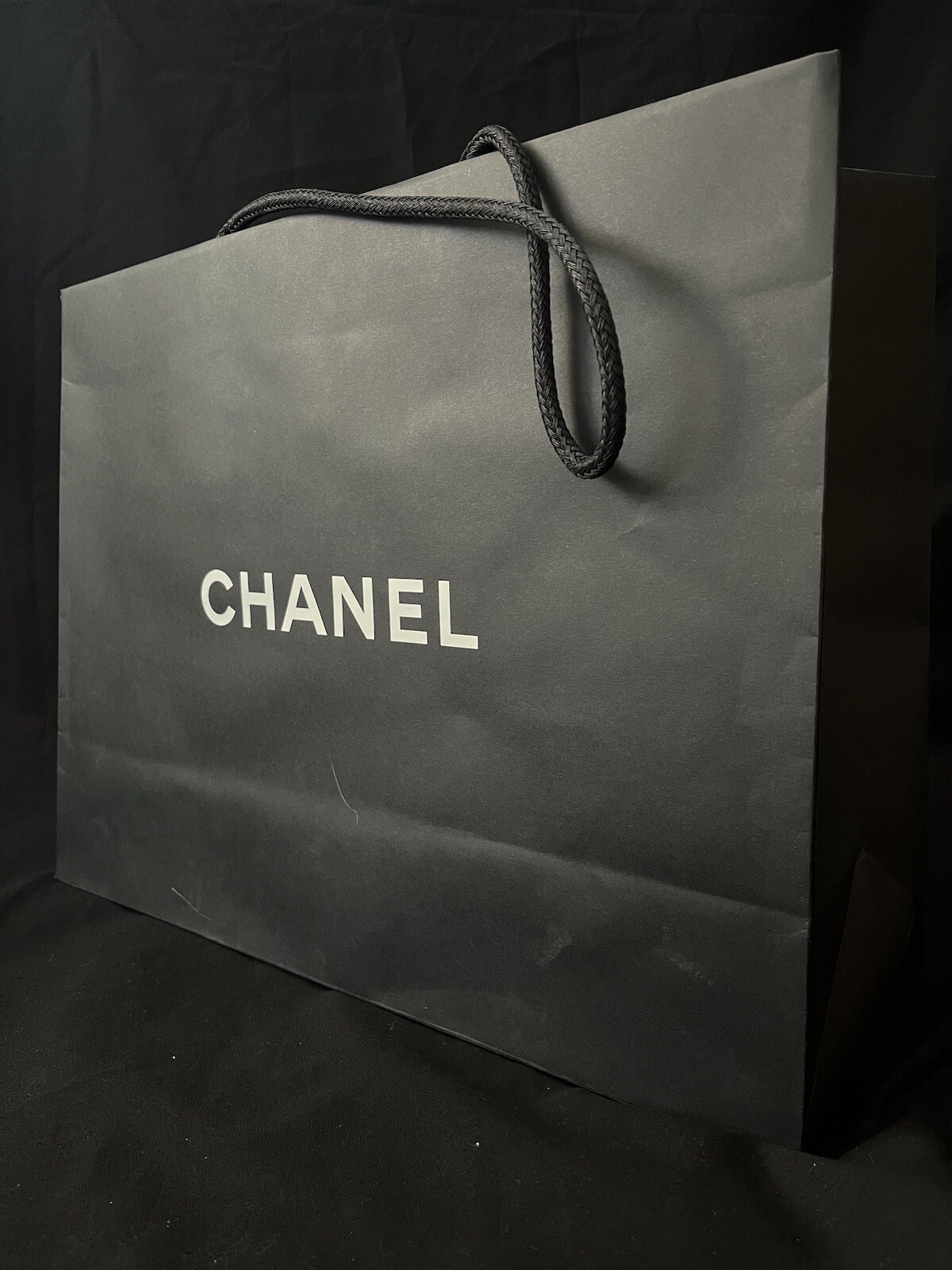 CHANEL Paper Reusable Shopping Bag Black 13″ x 17 ” x 6″